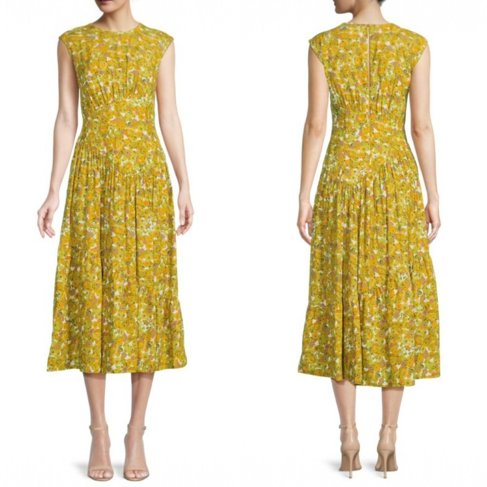 Ted Baker Oleysa Floral Asymetric Midi Dress | Retro 70’s Print Fit & Flare
